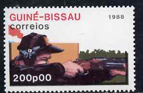 Guinea - Bissau 1988 Rifle Shooting 200p from Seoul Olympic Games set of 7, SG 1016 unmounted mint*, stamps on rifles, stamps on firearms
