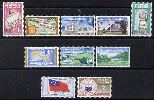 Samoa 1962 Independence def set complete 1d to 5s unmounted mint SG 239-48, stamps on aviation, stamps on airports, stamps on maps, stamps on flags, stamps on heraldry, stamps on arms, stamps on ships