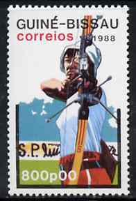 Guinea - Bissau 1988 Archery 800p from Seoul Olympic Games set of 7 unmounted mint, SG 1019*, stamps on archery