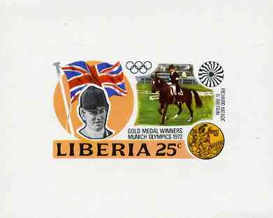 Liberia 1972 Munich Olympics Gold Medal Winners (25c Dressage) imperf deluxe miniature sheet (design as SG 1140) unmounted mint, stamps on olympics    sport      horses