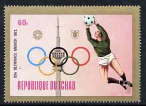 Chad 1972 Football 60f from Munich Olympic Games (Gold Frames with Olympic Rings as central design) set unmounted mint*, stamps on football, stamps on sport