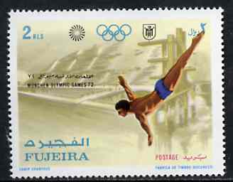Fujeira 1971 Diving 2r from Munich Olympic Games perf set of 5 unmounted mint, Mi 748*, stamps on diving