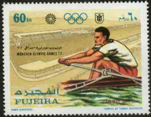 Fujeira 1971 Rowing 60Dh from Munich Olympic Games perf set of 5 unmounted mint, Mi 751*, stamps on rowing