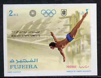 Fujeira 1971 Diving 2r from Munich Olympic Games imperf set of 5 unmounted mint, Mi 748B*, stamps on diving
