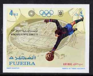 Fujeira 1971 Football 4r from Munich Olympic Games imperf set of 5 unmounted mint, Mi 752B*, stamps on fgootball