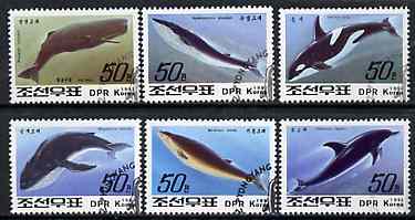 North Korea 1992 Whales & Dolphins complete set of 6 fine cto used, SG N3208-13*, stamps on whales, stamps on dolphins