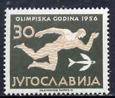 Yugoslavia 1956 Swimming 30d from Olympic Games set of 8 unmounted mint, SG 838, Mi 807, stamps on swimming