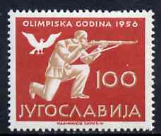 Yugoslavia 1956 Shooting 100d from Olympic Games set unmounted mint, SG 842, Mi 811, stamps on rifle    shooting