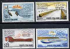 Italy 1955 Cortina Winter Olympic Games set of 4 unmounted mint, SG 926-29, Mi 958-61*, stamps on olympics     sport     stadiums