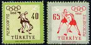 Turkey 1956 Melbourne Olympic Games unmounted mint set of 2, SG 1642-43*, stamps on , stamps on  stamps on olympics     sport      wrestling