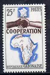 Gabon 1964 French, African & Malagasy Co-operation 25f unmounted mint, SG 221, stamps on maps