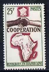 Central African Republic 1964 French, African & Malagasy Co-operation 25f unmounted mint, SG 68, stamps on maps