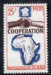 Chad 1964 French, African & Malagasy Co-operation 25f unmounted mint, SG 125, stamps on maps