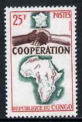 Congo 1964 French, African & Malagasy Co-operation 25f unmounted mint, SG 58, stamps on maps