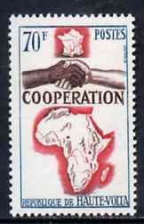 Upper Volta 1964 French, African & Malagasy Co-operation 70f unmounted mint, SG 151, stamps on maps