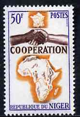 Niger Republic 1964 French, African & Malagasy Co-operation 50f unmounted mint, SG 184, stamps on maps