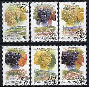 Hungary 1990 Wines Grapes & Regions complete set of 6 very fine cto used, SG 3992-97, Mi 4101-06*, stamps on wine    grapes    alcohol    fruit