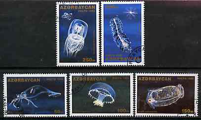 Azerbaijan 1995 Marine Animals complete set of 5 very fine cto used, SG 228-32*, stamps on , stamps on  stamps on marine-life