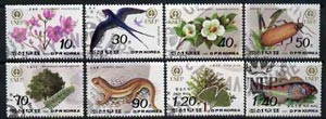 North Korea 1992 World Environment Day complete set of 8 values very fine cto used, SG N3200-07*, stamps on environment, stamps on fish, stamps on flowers, stamps on trees, stamps on birds, stamps on reptiles, stamps on insects, stamps on swallows, stamps on scots, stamps on scotland