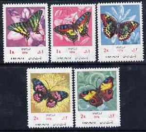 Iran 1974 Spring Festival (Butterflies) unmounted mint set of 5, SG 1841-45*, stamps on butterflies