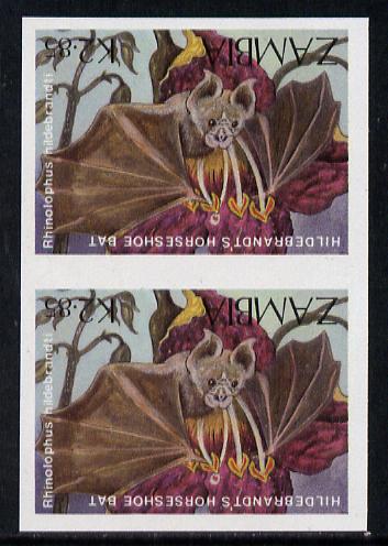 Zambia 1989 Horseshoe Bat K2.85 imperf pair unmounted mint (as SG 573), stamps on mammals   animals    bats