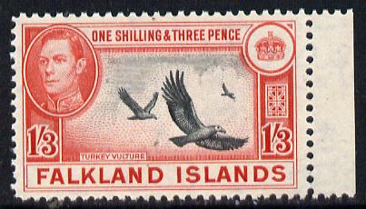 Falkland Islands 1938-50 KG6 Turkey Vulture 1s3d unmounted mint, SG 159, stamps on , stamps on  kg6 , stamps on birds