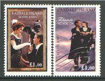Easdale 1998 Scenes from the Film 'Titanic' set of 2 x \A31 values unmounted mint*, stamps on films, stamps on cinema, stamps on entertainments, stamps on ships, stamps on titanic, stamps on disasters, stamps on shipwrecks