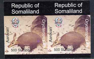 Somaliland 1997 Aardvark 500 SL (from Animal def set) unmounted mint imperf pair, stamps on , stamps on  stamps on animals      aardvark