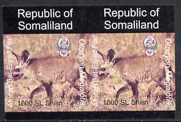 Somaliland 1997 Bat-Eared Fox 1,000 SL (from Animal def set) unmounted mint imperf pair, stamps on animals      fox      dogs, stamps on  fox , stamps on foxes, stamps on 