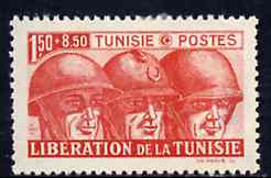 Tunisia 1943 Tunisian Liberation 1f50 + 8f50 (Allied Soldiers) unmounted mint SG 233*, stamps on militaria