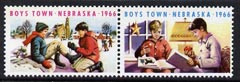 Cinderella - United States 1966 Boys Town, Nebraska fine mint set of 2 labels showing boys playing Ice Hockey & reading , stamps on ice hockey       cinderellas