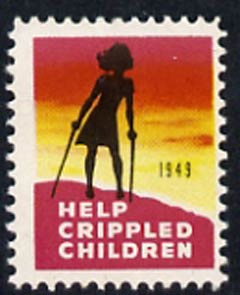 Cinderella - United States 1949 Crippled Children fine mint label showing silhouette of crippled child unmounted mint*, stamps on , stamps on  stamps on disabled       cinderellas