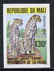 Mali 1980 Cheetahs 130f IMPERF from limited printing unmounted mint, as SG 743, stamps on animals    cats    cheetah