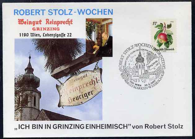 Austria 1980 Illustrated cover for Robert Stolz Commemoration with special cancel, stamps on personalities, stamps on music, stamps on composers