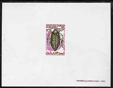 Mauritania 1970 Insects 20f (Julodis aequinoctialis) deluxe sheet in full issued colours, as SG 353, stamps on insects