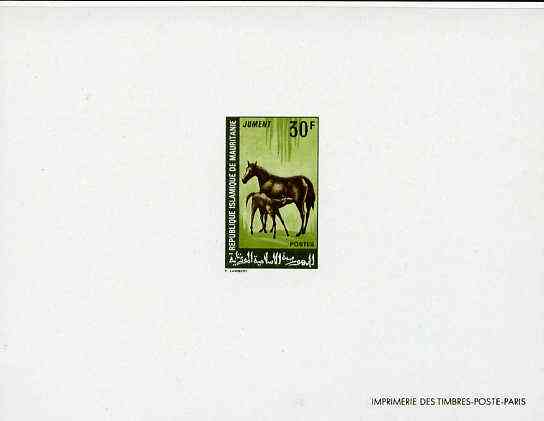 Mauritania 1968 Domesic Animals 30f (Mare & Foal) deluxe sheet in full issued colours, as SG 319, stamps on animals     horses