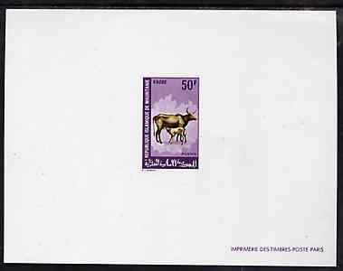 Mauritania 1968 Domesic Animals 50f (Cow & Calf) deluxe sheet in full issued colours, as SG 320, stamps on animals     cow     bovine