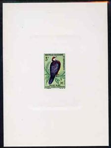 New Caledonia 1966 Birds 3f (White Throated Pigeon) imperf deluxe sheet on sunken card in full issued colours, as SG 407, stamps on birds     pigeon