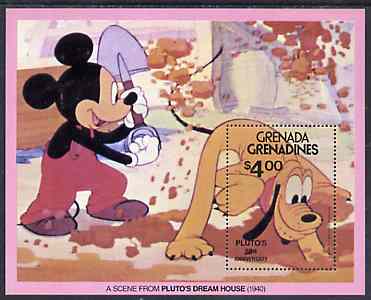 Grenada - Grenadines 1981 50th Anniversary of Walt Disneys Pluto unmounted mint m/sheet SG MS 433, stamps on disney