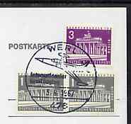 Postmark - West Berlin 1967 postcard bearing 5pfg in stamps with special cancellation for Flying Day at Werl Airfield illustrated with US Starfighter aircraft, stamps on aviation, stamps on airports, stamps on americana