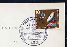 Postmark - West Germany 1966 postcard bearing 10pfg stamp with special cancellation for the Astrophilately Working Group illustrated with Mercury Capsule, stamps on space