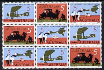 Australia 1969 Flight Anniversary se-tenant block of 9 (ASC 372ya) unmounted mint c A$70, stamps on aviation