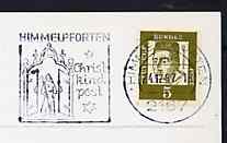 Postmark - West Germany 1967 postcard with special machine cancellation of Himmelpforten inscribed 'Christ Child Post' illustrated with Gates of Heaven (Himmelpforten is archaic German for 'Gates of Heaven'), stamps on christmas