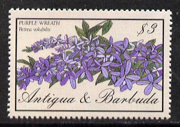Antigua 1986 Purple Wreath $3 unmounted mint, SG 1034, stamps on flowers