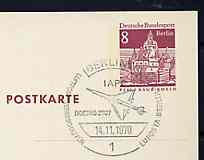 Postmark - West Berlin 1970 8pfg postal stationery card with special cancellation for Airmail Exhibition illustrated with Boeing 2707 Airliner, stamps on space       americana, stamps on stamp on stamp, stamps on aviation     boeing, stamps on stamponstamp