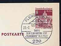 Postmark - West Berlin 1968 8pfg postal stationery card with special cancellation for Naming of First Lufthansa Boeing 737 illustrated with 737 aircraft, stamps on americana    aviation    boeing, stamps on 737