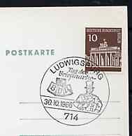 Postmark - West Germany 1966 postcard with special cancellation for Ludwigsburg Stamp Collectors Publicity Show illustrated with Postillion, stamps on postal, stamps on postman