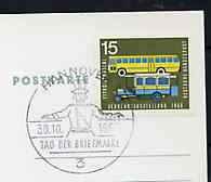 Postmark - West Germany 1966 postcard with special cancellation for Hanover Day of the Stamp illustrated with Postillion, stamps on postal, stamps on postman