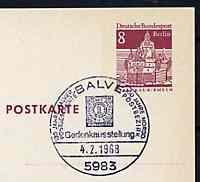 Postmark - West Berlin 1968 8pfg postal stationery card with special Balve cancellation for Anniversary Stamp Exhibition illustrated with North German Confederation stamp of 1868, stamps on stamp on stamp, stamps on stamp exhibitions, stamps on stamponstamp