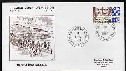 French Southern & Antarctic Territories 1989 Kerguelen Island Pioneers on illustrated cover with first day cancel, SG 249, stamps on polar, stamps on explorers